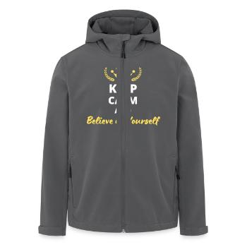 Bewahren Sie Ruhe und glauben Sie an sich selbst - Recycelte Männer Softshell-Jacke von Stanley/Stella - Anthrazit - Vorne - AI Model Male 185 light (185cm)