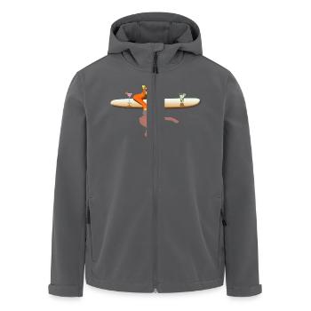 Katze auf einem Surfbrett - Recycelte Männer Softshell-Jacke von Stanley/Stella - Anthrazit - Vorne - AI Model Male 185 light (185cm)
