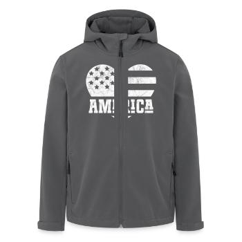 Amerika Flagge Herz Weiß - Recycelte Männer Softshell-Jacke von Stanley/Stella - Anthrazit - Vorne - AI Model Male 185 light (185cm)
