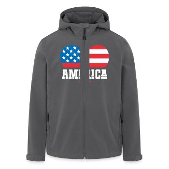 Amerika Flagge Herz - Recycelte Männer Softshell-Jacke von Stanley/Stella - Anthrazit - Vorne - AI Model Male 185 light (185cm)