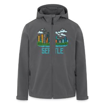 seattle stadt - Recycelte Männer Softshell-Jacke von Stanley/Stella - Anthrazit - Vorne - AI Model Male 185 light (185cm)