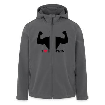 I love Protein - Recycelte Männer Softshell-Jacke von Stanley/Stella - Anthrazit - Vorne - AI Model Male 185 light (185cm)