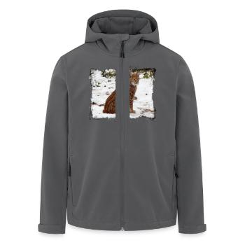 Wildnis Raubkatze Luchs im Schnee - Recycelte Männer Softshell-Jacke von Stanley/Stella - Anthrazit - Vorne - AI Model Male 185 light (185cm)