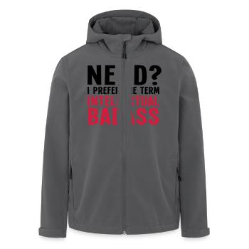 Nerd? I prefer the term intellectual badass II 2c - Recycelte Männer Softshell-Jacke von Stanley/Stella - Anthrazit - Vorne - AI Model Male 185 light (185cm)