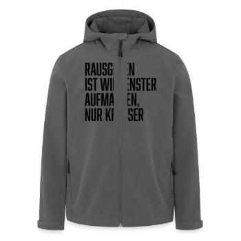 raus gehen ist wie fenster aufmachen nur krasser - Recycelte Männer Softshell-Jacke von Stanley/Stella - Anthrazit - Vorne - AI Model Male 185 light (185cm)