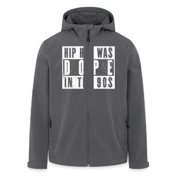 90er Hip-Hop Vibes – Golden Era - Recycelte Männer Softshell-Jacke von Stanley/Stella - Anthrazit - Vorne - AI Model Male 185 light (185cm)