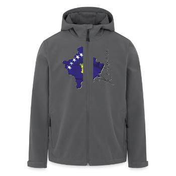 Kosovo Flagge in der Kosovo Landkarte XK - Recycelte Männer Softshell-Jacke von Stanley/Stella - Anthrazit - Vorne - AI Model Male 185 light (185cm)