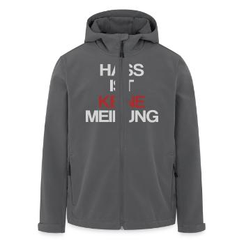 Hass ist keine Meinung | Gegen Rechts - Recycelte Männer Softshell-Jacke von Stanley/Stella - Anthrazit - Vorne - AI Model Male 185 light (185cm)
