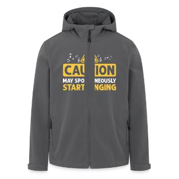 Caution May Spontaneously Start Singing Singer Kar - Recycelte Männer Softshell-Jacke von Stanley/Stella - Anthrazit - Vorne - AI Model Male 185 light (185cm)
