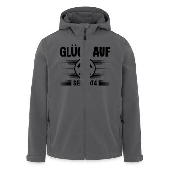 Glueck auf seit 1974 - Recycelte Männer Softshell-Jacke von Stanley/Stella - Anthrazit - Vorne - AI Model Male 185 light (185cm)