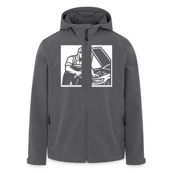 Auto Kfz Mechaniker - Recycelte Männer Softshell-Jacke von Stanley/Stella - Anthrazit - Vorne - AI Model Male 185 light (185cm)