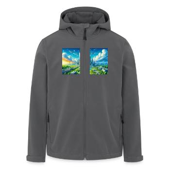 Futuristische Stadt - Recycelte Männer Softshell-Jacke von Stanley/Stella - Anthrazit - Vorne - AI Model Male 185 light (185cm)
