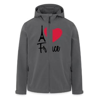 I Love France Eiffel Tower Paris - Recycelte Männer Softshell-Jacke von Stanley/Stella - Anthrazit - Vorne - AI Model Male 185 light (185cm)