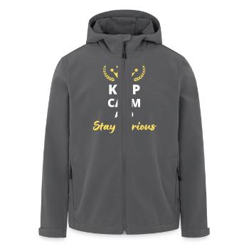 Bewahren Sie Ruhe und bleiben Sie neugierig - Knowledge Design - Recycelte Männer Softshell-Jacke von Stanley/Stella - Anthrazit - Vorne - AI Model Male 185 light (185cm)