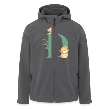 Buchstabe d grüne Dschungeltiere - Recycelte Männer Softshell-Jacke von Stanley/Stella - Anthrazit - Vorne - AI Model Male 185 light (185cm)