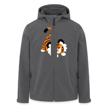 Niedlicher Cartoon Tiger auf dem Sprung! von - Recycelte Männer Softshell-Jacke von Stanley/Stella - Anthrazit - Vorne - AI Model Male 185 light (185cm)