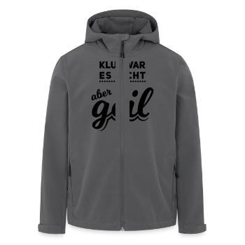 Klug war es nicht aber geil Spruch Party - Recycelte Männer Softshell-Jacke von Stanley/Stella - Anthrazit - Vorne - AI Model Male 185 light (185cm)