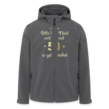 Bitte nur kein Neid 50 - Recycelte Männer Softshell-Jacke von Stanley/Stella - Anthrazit - Vorne - AI Model Male 185 light (185cm)