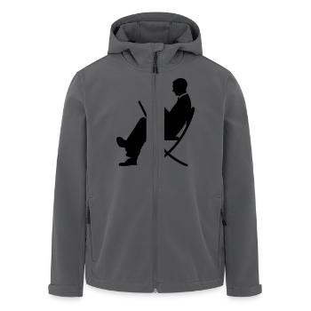 Ein Manager arbeitet am Laptop und raucht - Recycelte Männer Softshell-Jacke von Stanley/Stella - Anthrazit - Vorne - AI Model Male 185 light (185cm)