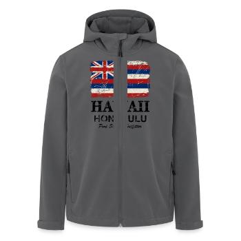 Hawaii Flag - Honolulu - Vintage Look - Recycelte Männer Softshell-Jacke von Stanley/Stella - Anthrazit - Vorne - AI Model Male 185 light (185cm)