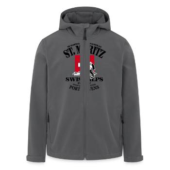 St.Moritz - Climbing - Swiss Flag - Recycelte Männer Softshell-Jacke von Stanley/Stella - Anthrazit - Vorne - AI Model Male 185 light (185cm)