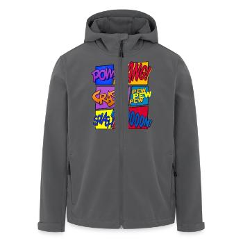 Get Loud (Comic-Design) - Recycelte Männer Softshell-Jacke von Stanley/Stella - Anthrazit - Vorne - AI Model Male 185 light (185cm)
