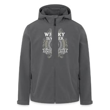 Whisky T-Shirt Spruch Whisky Is Water - Recycelte Männer Softshell-Jacke von Stanley/Stella - Anthrazit - Vorne - AI Model Male 185 light (185cm)