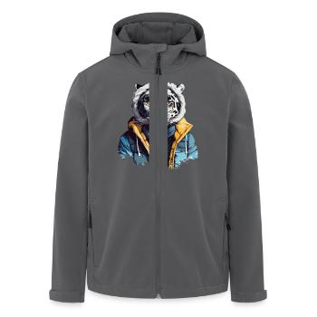 Streetstyle Schneeleopard | Leoparden-Liebhaber - Recycelte Männer Softshell-Jacke von Stanley/Stella - Anthrazit - Vorne - AI Model Male 185 light (185cm)