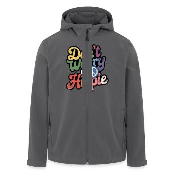 hippie - amour et paix - peace and love - Veste softshell homme en polyester recyclé Stanley/Stella - charbon - Devant - AI Model Male 185 light (185cm)