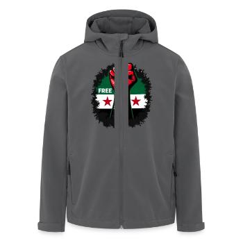 Free Syria Freies Syrien Hand Frauen - Recycelte Männer Softshell-Jacke von Stanley/Stella - Anthrazit - Vorne - AI Model Male 185 light (185cm)