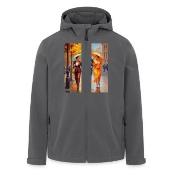 Ein Spaziergang im Regen - Recycelte Männer Softshell-Jacke von Stanley/Stella - Anthrazit - Vorne - AI Model Male 185 light (185cm)