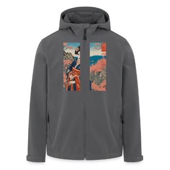 Traditionelle japanische Frau im Kimono auf Länderhintergrund - Recycelte Männer Softshell-Jacke von Stanley/Stella - Anthrazit - Vorne - AI Model Male 185 light (185cm)