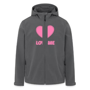 Pinkes Herz mit dem Schriftzug "LOVE ME" - Recycelte Männer Softshell-Jacke von Stanley/Stella - Anthrazit - Vorne - AI Model Male 185 light (185cm)
