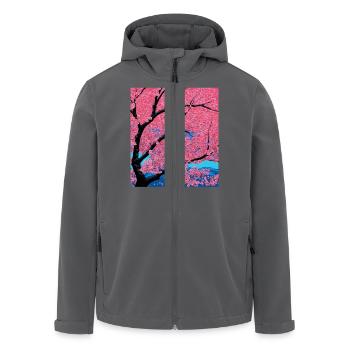 Kirschblüte vor dem Hintergrund der Berge - Recycelte Männer Softshell-Jacke von Stanley/Stella - Anthrazit - Vorne - AI Model Male 185 light (185cm)