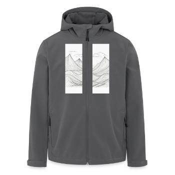 Berglandschaft im Linienstil - Recycelte Männer Softshell-Jacke von Stanley/Stella - Anthrazit - Vorne - AI Model Male 185 light (185cm)