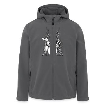 Krake Drummer Black and white for spread.png - Recycelte Männer Softshell-Jacke von Stanley/Stella - Anthrazit - Vorne - AI Model Male 185 light (185cm)