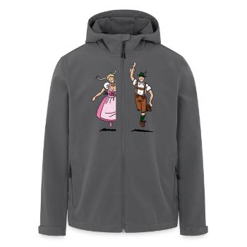 Paar in Dirndl und Lederhosen - Recycelte Männer Softshell-Jacke von Stanley/Stella - Anthrazit - Vorne - AI Model Male 185 light (185cm)