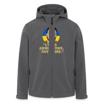 Ukraine T-Shirt Selenskyj Zitat und Landesfarben - Recycelte Männer Softshell-Jacke von Stanley/Stella - Anthrazit - Vorne - AI Model Male 185 light (185cm)
