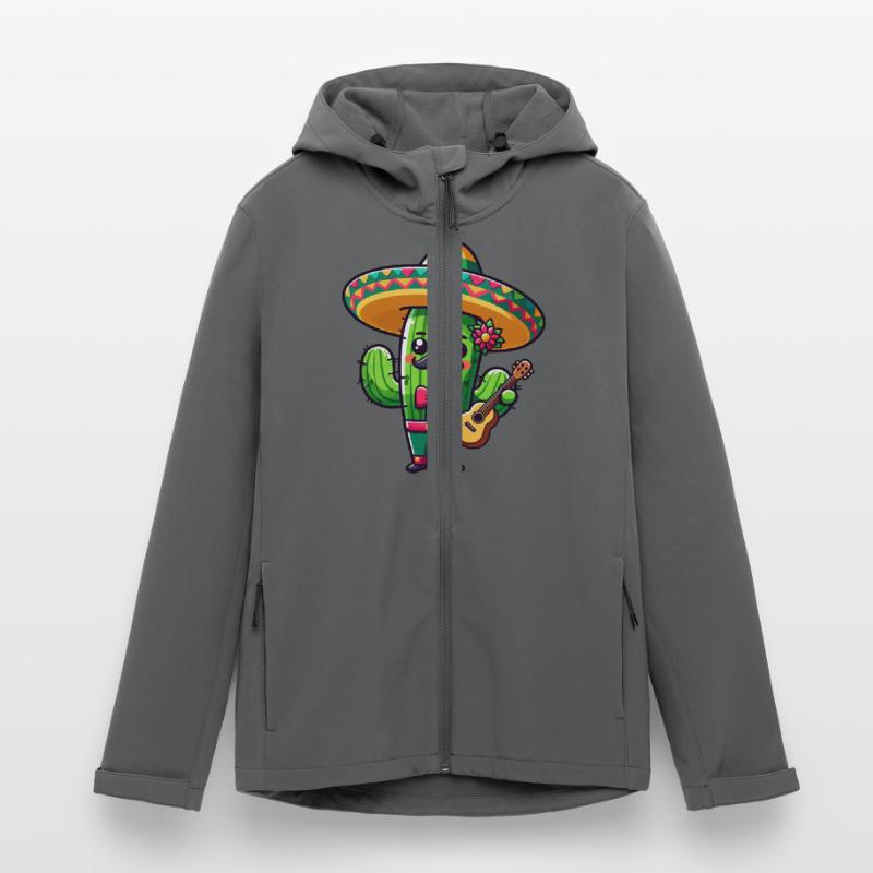 Cinco de Mayo Cactus Mariachi Guitarist Men’s Recycled Softshell Jacket Discoverer by Stanley/Stella
