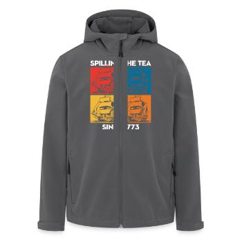 Tee verschütten seit 1773 – Humorvolle Geschichte - Recycelte Männer Softshell-Jacke von Stanley/Stella - Anthrazit - Vorne - AI Model Male 185 light (185cm)