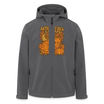 Herbst Katzen & Kürbisse - Recycelte Männer Softshell-Jacke von Stanley/Stella - Anthrazit - Vorne - AI Model Male 185 light (185cm)