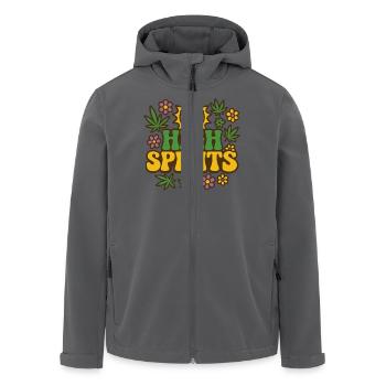 Buntes Retro Cannabis Motiv mit Blumen 420 - Recycelte Männer Softshell-Jacke von Stanley/Stella - Anthrazit - Vorne - AI Model Male 185 light (185cm)