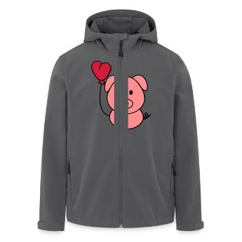 Schweinchen mit Herzballon - Recycelte Männer Softshell-Jacke von Stanley/Stella - Anthrazit - Vorne - AI Model Male 185 light (185cm)