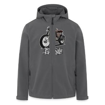 S51 (braun) // Illustration - Recycelte Männer Softshell-Jacke von Stanley/Stella - Anthrazit - Vorne - AI Model Male 185 light (185cm)