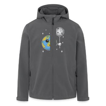 Planet Erde mit einem Mondballon - Recycelte Männer Softshell-Jacke von Stanley/Stella - Anthrazit - Vorne - AI Model Male 185 light (185cm)