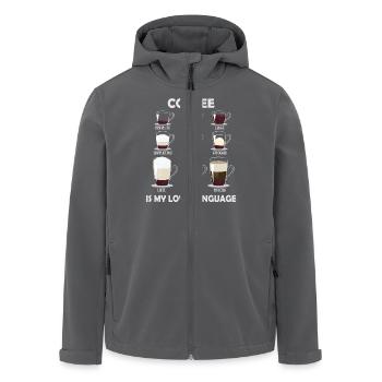 Kaffee ist meine Liebessprache - Recycelte Männer Softshell-Jacke von Stanley/Stella - Anthrazit - Vorne - AI Model Male 185 light (185cm)