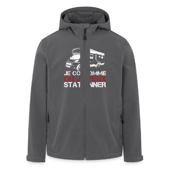 Humor Wohnmobil Park Reisen - Recycelte Männer Softshell-Jacke von Stanley/Stella - Anthrazit - Vorne - AI Model Male 185 light (185cm)