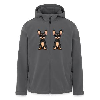 Pinscher Hund Comic - Recycelte Männer Softshell-Jacke von Stanley/Stella - Anthrazit - Vorne - AI Model Male 185 light (185cm)