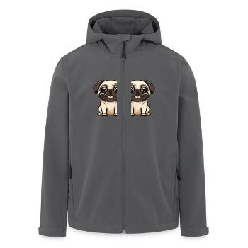 Pug Hund Comic - Recycelte Männer Softshell-Jacke von Stanley/Stella - Anthrazit - Vorne - AI Model Male 185 light (185cm)
