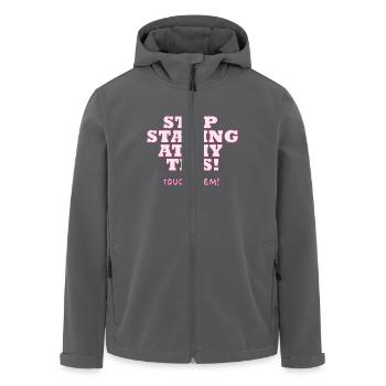 Stop Staring At My Tits - Recycelte Männer Softshell-Jacke von Stanley/Stella - Anthrazit - Vorne - AI Model Male 185 light (185cm)